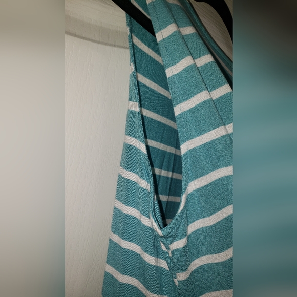 Zenana Teal/White Striped Sleeveless Maxi Dress with Pockets Size XL NWT - Picture 7 of 7